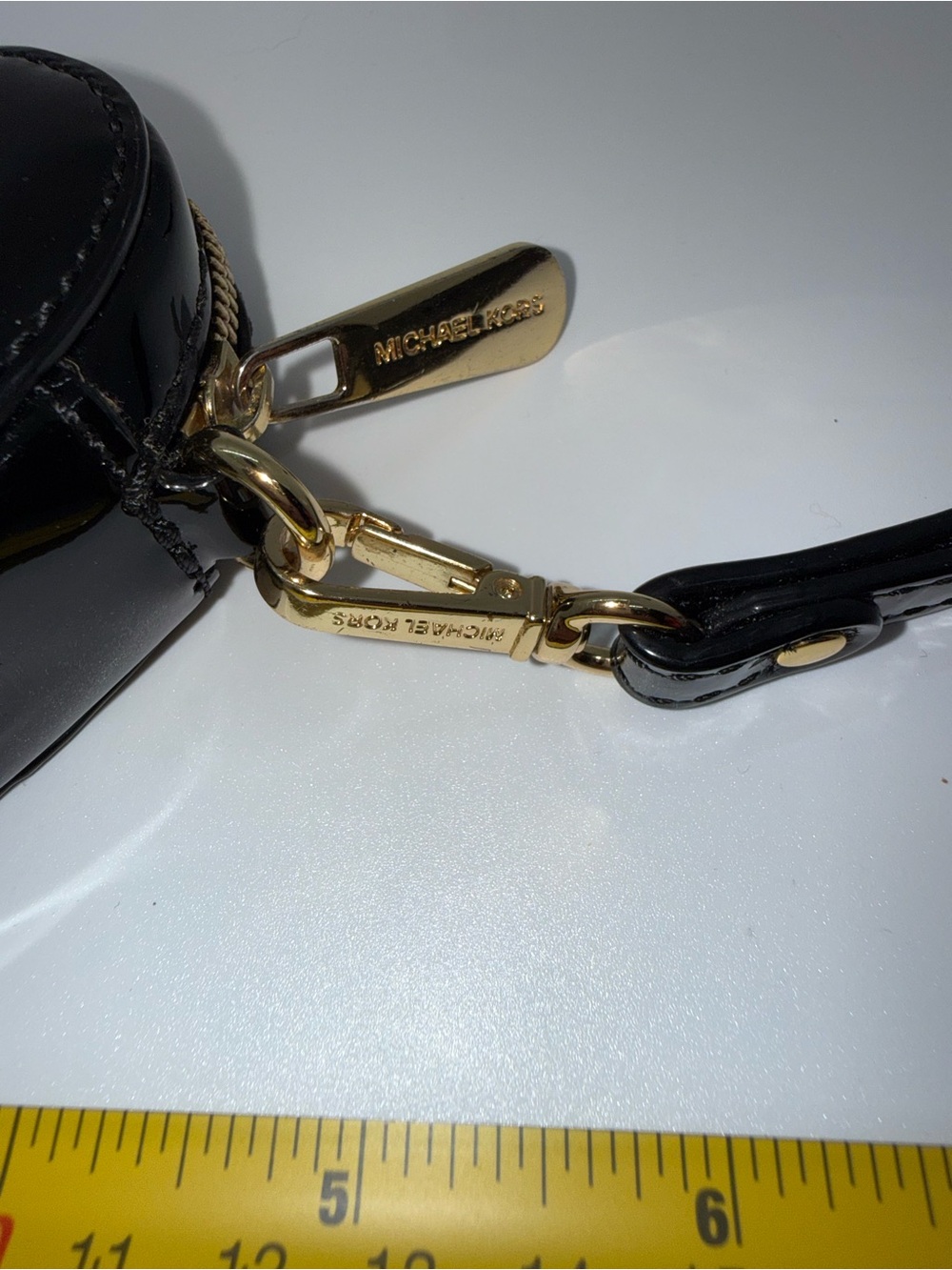 Michael Kors Black Patent Heart Coin Pouch with Gold Hardware - Picture 9 of 13